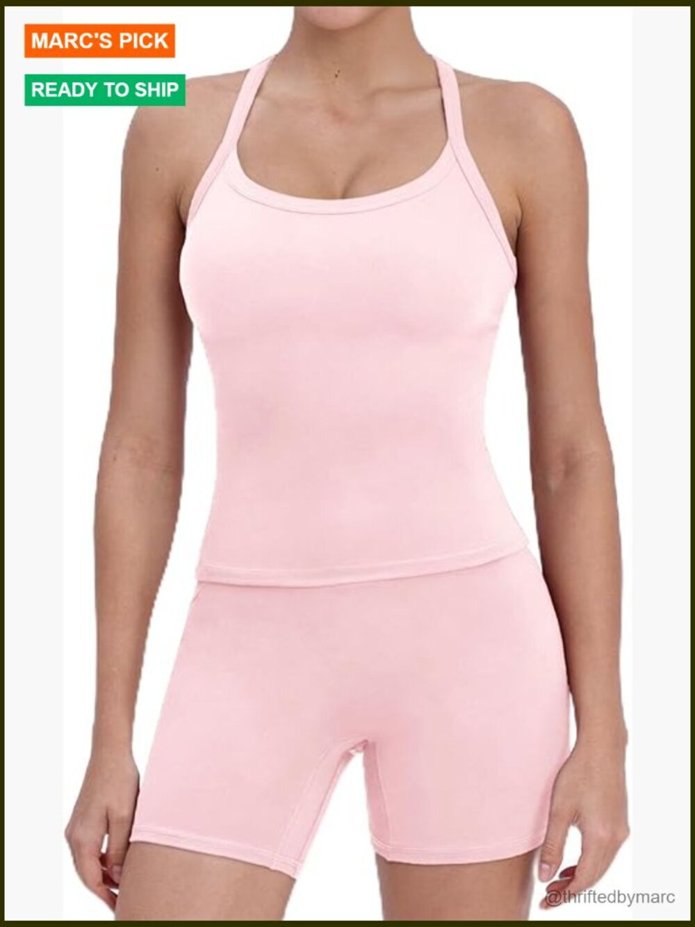 Workout Set with Padded Tank Top and High Waist Shorts for Gym Yoga